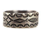Navajo - Silver Bracelet with Stamped Design c. 1950-60s, size 6.75
