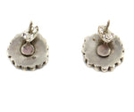 Zuni - Turquoise Petit Point Cluster and Silver Flower Post Earrings c. 1950s, 0.75" diameter