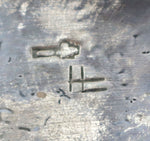 Roy Tawahongva & Hopi Crafts - Silver Overlay Belt Buckle with Ant, Storm, and Corn Pictorials c. 1970s, 2" x 3.25"