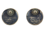 Jefferson Brown - Navajo - Sterling Silver Overlay Post Earrings with Storyteller Design c. 1960-70s, 1.25" diameter