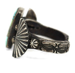 Jock Favour (b. 1947) - Anglo - Turquoise and Spiny Oyster Mosaic Inlay Coin Silver Bracelet c. 1990s, size 7.25
