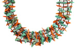 Santo Domingo (Kewa) - 4-Strand Turquoise, Spiny Oyster, and Pen Shell Heishi Necklace c. 1960s, 34" length