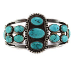 Navajo - Turquoise and Silver Bracelet with Arrow Design c. 1920-30s, size 7.25