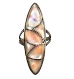 Zuni - Mother of Pearl Channel Inlay and Silver Ring c. 1950s, size 6.25
