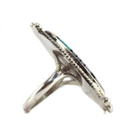 Zuni - Turquoise and Mother of Pearl Inlay and Silver Ring c. 1950s, size 10.5