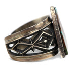 Aaron Anderson (b. 1970) - Navajo - Contemporary Turquoise and Silver Sandcast Bracelet, size 6.75