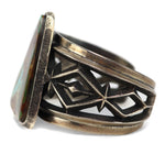 Aaron Anderson (b. 1970) - Navajo - Contemporary Turquoise and Silver Sandcast Bracelet, size 6.75