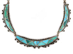 Zuni - Turquoise and Silver Channel Inlay Necklace c. 1940s, 17" length
