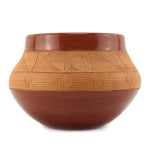 Dominguita Sisneros (b. 1942) - San Juan Redware Micaceous Jar with Carved Design c. 1970-80s, 5.75" x 8"