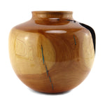 Greg Campbell - Alligator Juniper and Turquoise Turned Wooden Vessel, 9.75" x 10.25"