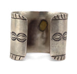 Navajo - Blue Gem Turquoise and Silver Bracelet with Stamped Design c. 1940s, size 6.5