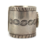 Navajo - Blue Gem Turquoise and Silver Bracelet with Stamped Design c. 1940s, size 6.5