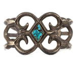 Navajo - Turquoise and Silver Sandcast Bracelet c. 1940-50s, size 6.25