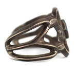Navajo - Turquoise and Silver Sandcast Bracelet c. 1940-50s, size 6.25