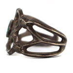 Navajo - Turquoise and Silver Sandcast Bracelet c. 1940-50s, size 6.25