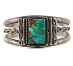 Navajo - Turquoise and Silver Bracelet with Rope Design c. 1940s, size 6.25