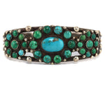 Zuni - Turquoise Cluster and Silver Bracelet c. 1920s, size 6.75