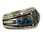 Navajo - Turquoise and Silver Bracelet with Stamped Design c. 1930s, size 6.5