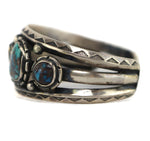 Navajo - Turquoise and Silver Bracelet with Stamped Design c. 1930s, size 6.5