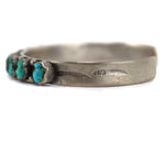 Attributed to Leslie Shupo - Zuni - Turquoise and Silver Row Bracelet with Stamped Design c. 1930-40s, size 6.75