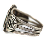 Attributed to William "Billy" Goodluck (1890-1967) - Navajo - Turquoise and Silver Bracelet with Stamped Design c. 1930s, size 7