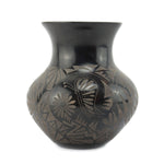 Kimberly Garcia (b. 1978) - Santa Clara Contemporary Black Sgraffito Vase with Butterfly and Flower Design, 5" x 4.25"