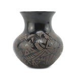 Kimberly Garcia (b. 1978) - Santa Clara Contemporary Black Sgraffito Vase with Butterfly and Flower Design, 5" x 4.25"