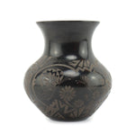 Kimberly Garcia (b. 1978) - Santa Clara Contemporary Black Sgraffito Vase with Butterfly and Flower Design, 5" x 4.25"