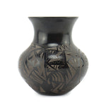 Kimberly Garcia (b. 1978) - Santa Clara Contemporary Black Sgraffito Vase with Butterfly and Flower Design, 5" x 4.25"