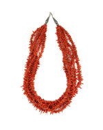 Santo Domingo (Kewa) 6-Stand Coral Branch Necklace c. 1960s, 26" length (J15522-CO-012)
