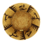 Large Tohono O'odham Lidded Pictorial Basket with Animals and Whirling Logs c. 1930-40s, 11.5" x 16.5"