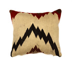 Custom Leather Pillow with c. 1920s Navajo Crystal Textile Inlay, 15" x 17"