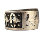 Aaron Honanie - Hopi - Silver Overlay Bracelet with Heartline Bear Design c. 1970s, size 6.75