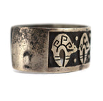 Aaron Honanie - Hopi - Silver Overlay Bracelet with Heartline Bear Design c. 1970s, size 6.75