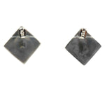 Zuni - Blue Gem Turquoise Channel Inlay and Silver Post Earrings c. 1940s, 0.75" x 0.75"