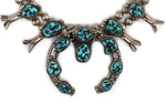 Navajo - Turquoise and Silver Squash Blossom Necklace c. 1960-70s, 26" length