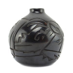 Elizabeth Joy Cain (b. 1947) - Santa Clara Black Vase with Carved Avanyu Design c. 1970-80s, 7" x 7"