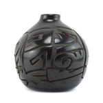 Elizabeth Joy Cain (b. 1947) - Santa Clara Black Vase with Carved Avanyu Design c. 1970-80s, 7" x 7"