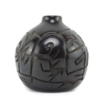 Elizabeth Joy Cain (b. 1947) - Santa Clara Black Vase with Carved Avanyu Design c. 1970-80s, 7" x 7"