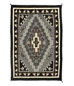 Large Navajo Two Grey Hills Rug c. 1930s, 90.5" x 60"