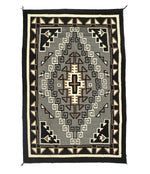 Large Navajo Two Grey Hills Rug c. 1930s, 90.5" x 60"