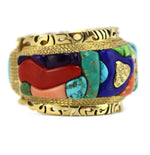 Alvin Yellowhorse (b. 1968) - Navajo - Multi-Stone Cobble Inlay, Diamond, and 18K Gold Bracelet c. 2010-12, size 6.5