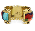Alvin Yellowhorse (b. 1968) - Navajo - Multi-Stone Cobble Inlay, Diamond, and 18K Gold Bracelet c. 2010-12, size 6.5