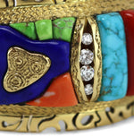 Alvin Yellowhorse (b. 1968) - Navajo - Multi-Stone Cobble Inlay, Diamond, and 18K Gold Bracelet c. 2010-12, size 6.5