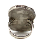 Navajo - Morenci Turquoise and Silver Ring with Feather Design c. 1960s, size 5
