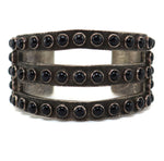 Ernest Rangel - Navajo - Onyx and Sterling Silver Three-Row Bracelet c. 1970s, size 6.375