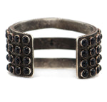 Ernest Rangel - Navajo - Onyx and Sterling Silver Three-Row Bracelet c. 1970s, size 6.375