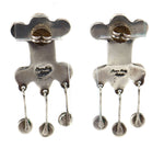 Oscar Betz (b. 1954) - Anglo - Turquoise and Silver Post Earrings with Dangle Design c. 1980s, 2.75" x 1.125"