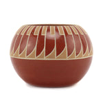Janel Thompson - Santa Clara Polychrome Jar with Feather Design c. 1980-90s, 2.5" x 3.25"
