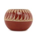Janel Thompson - Santa Clara Polychrome Jar with Feather Design c. 1980-90s, 2.5" x 3.25"